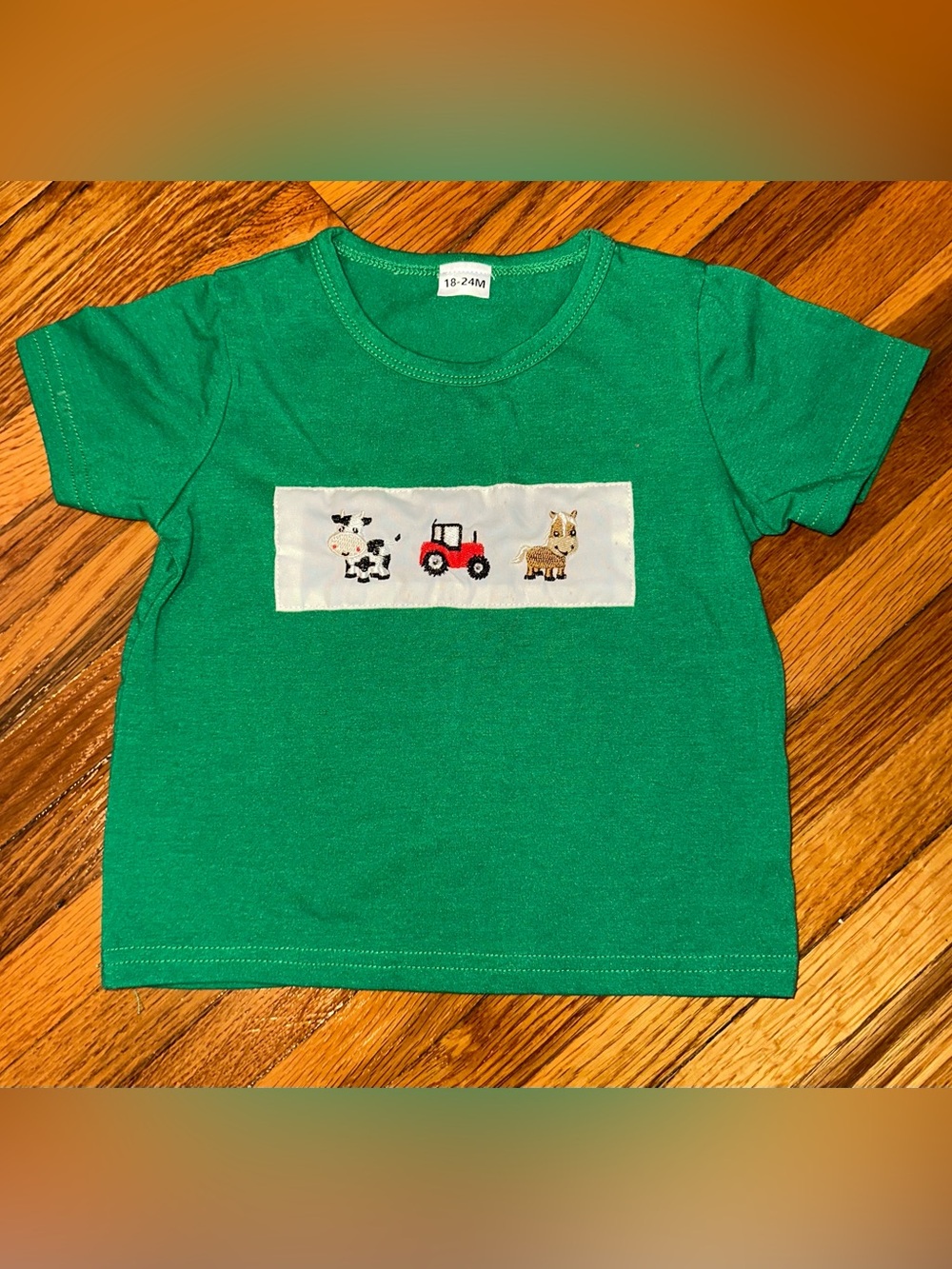 Source Unknown Green Short-Sleeve Kids Tee with Farm Patch